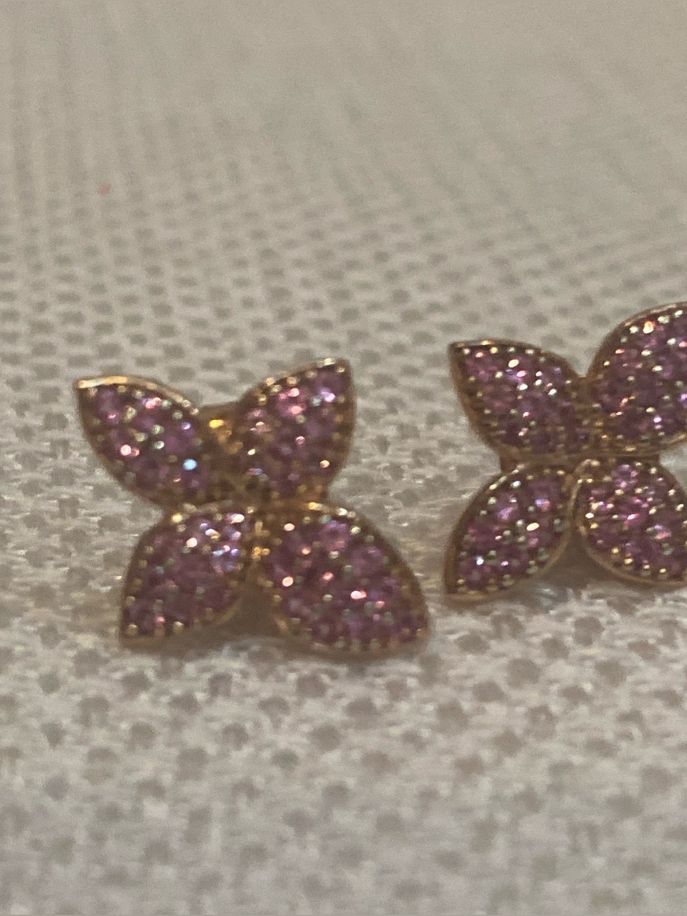 Suzy Levian Pink Sapphire Secret Diamond Flower Earring 925 Silver Rose Gold